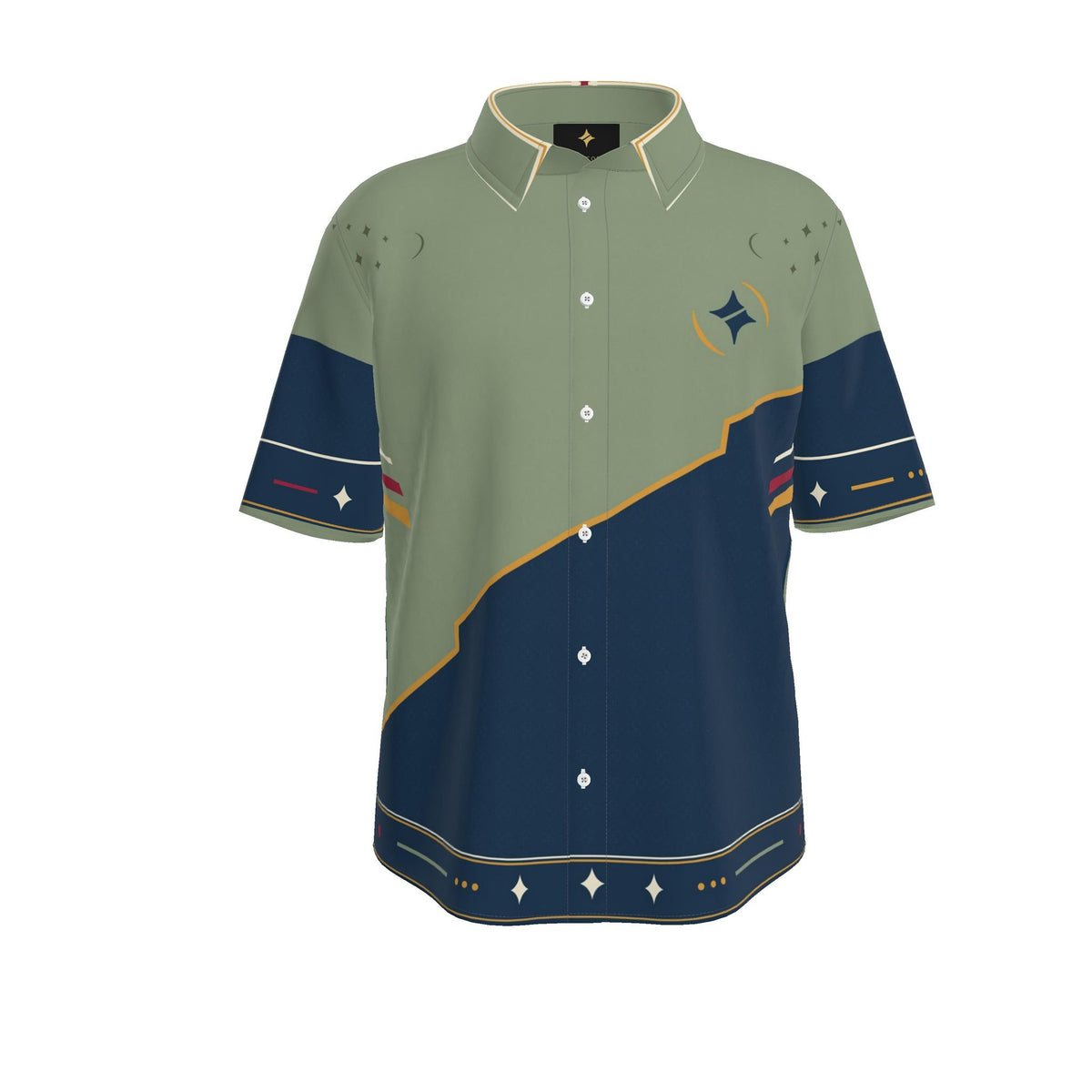 Sage Pavilion Luxury Cotton Satin Button-Up Shirt