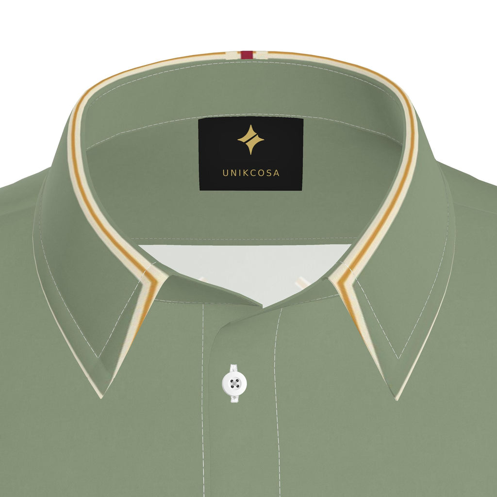 Sage Pavilion Luxury Cotton Satin Button-Up Shirt