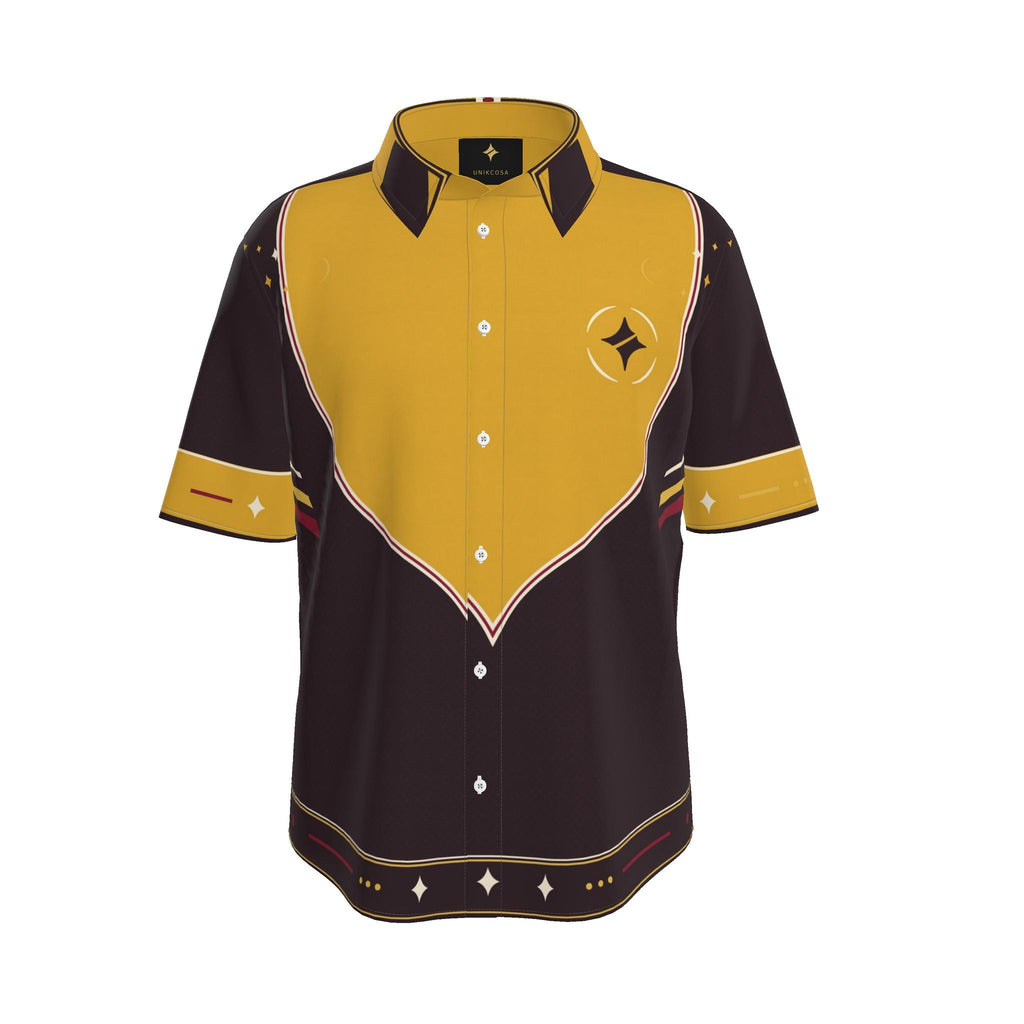 Solar Portico Luxury Cotton Satin Button-Up Shirt