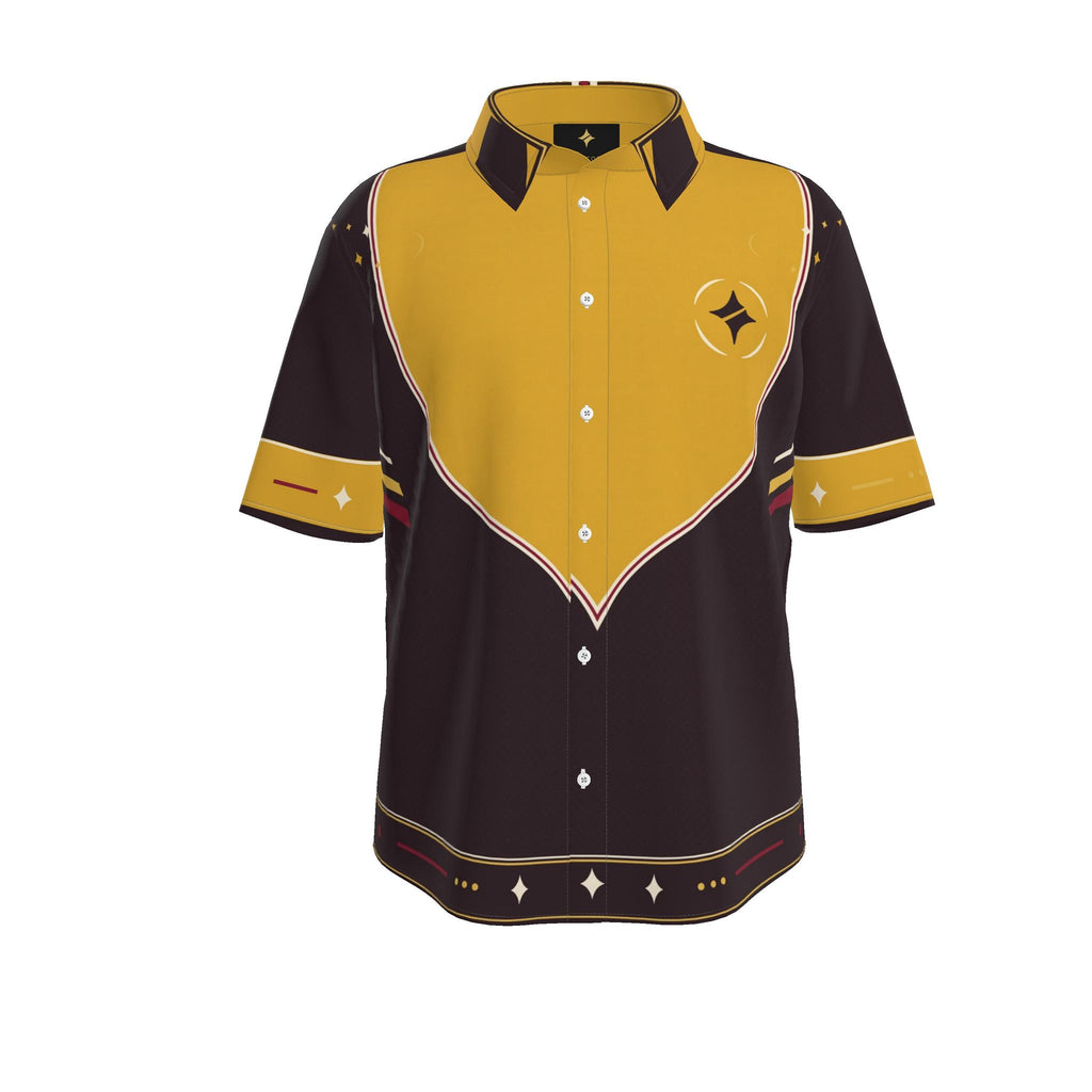 Solar Portico Luxury Cotton Satin Button-Up Shirt