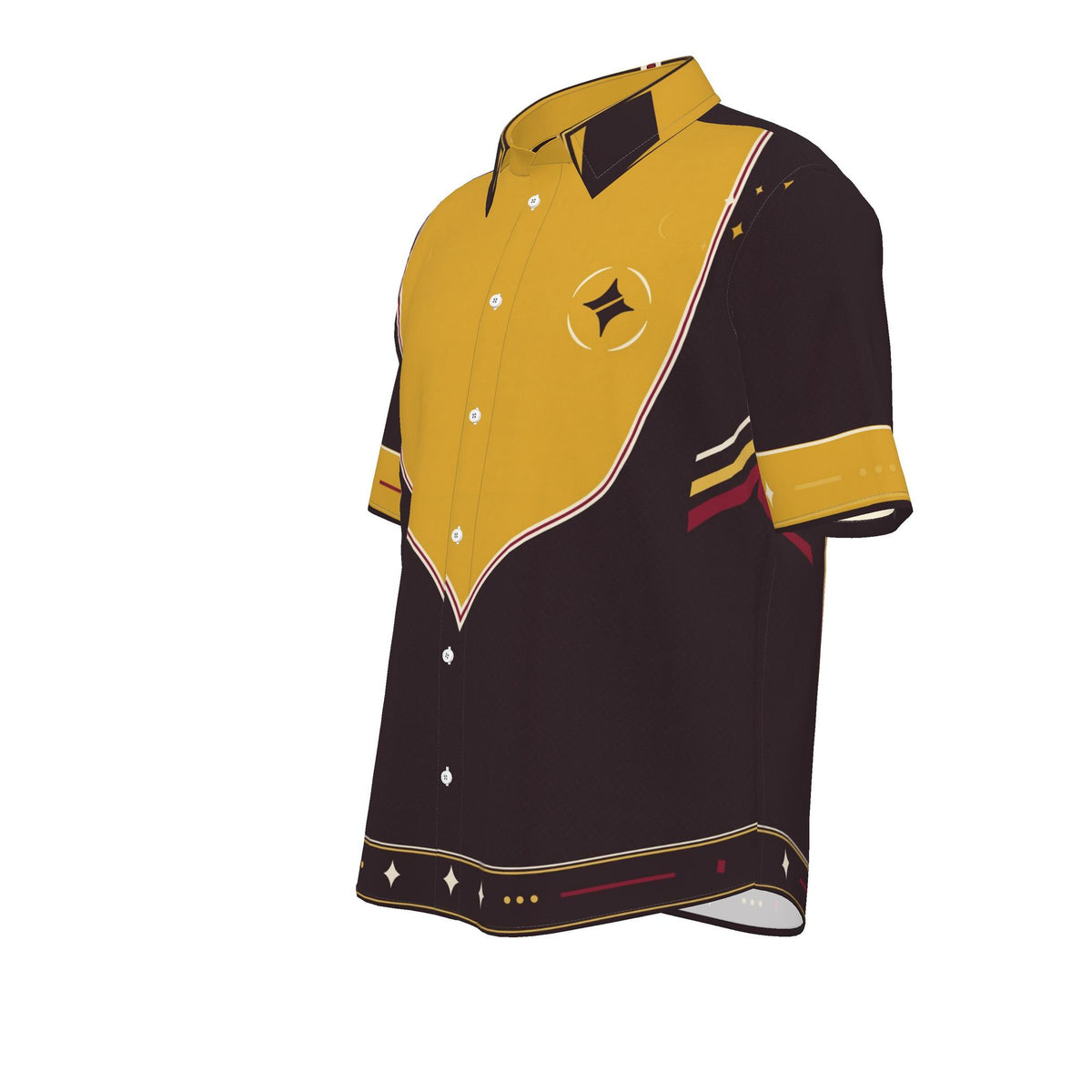 Solar Portico Luxury Cotton Satin Button-Up Shirt