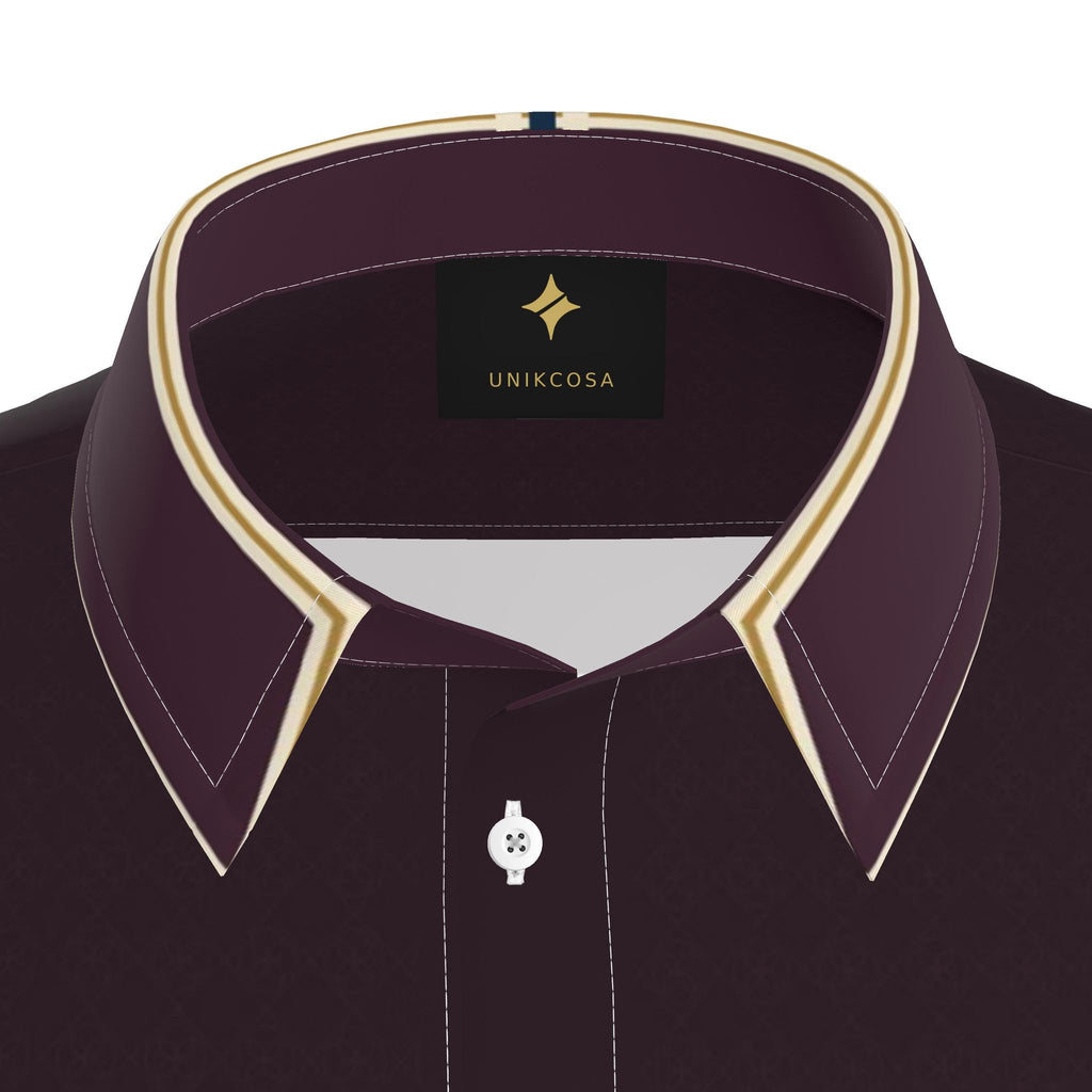 Plum Nocturne Luxury Cotton Satin Button-Up Shirt