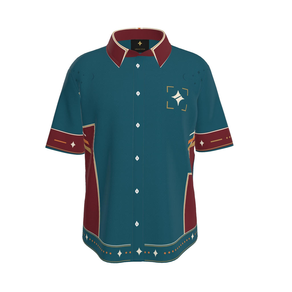 Peacock Parallax Luxury Cotton Satin Button-Up Shirt