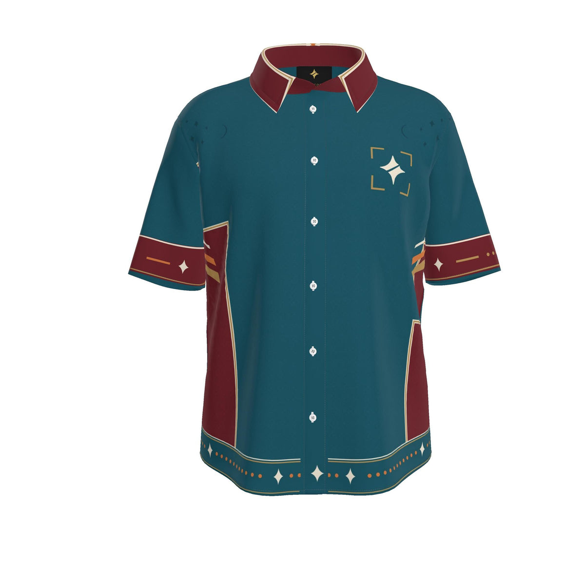 Peacock Parallax Luxury Cotton Satin Button-Up Shirt
