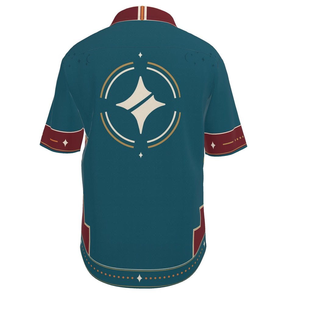Peacock Parallax Luxury Cotton Satin Button-Up Shirt