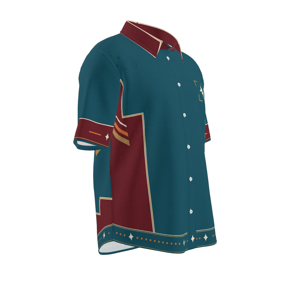 Peacock Parallax Luxury Cotton Satin Button-Up Shirt