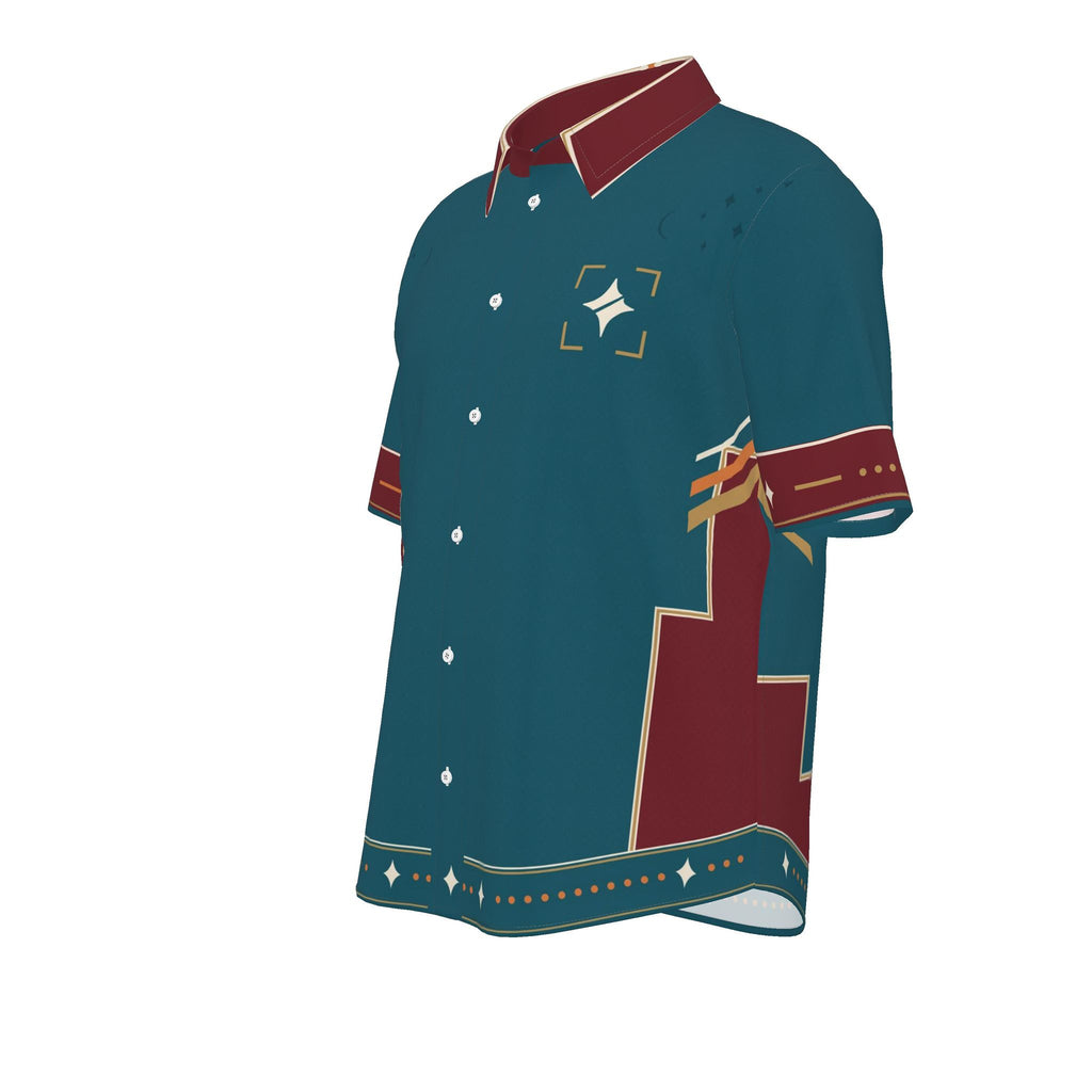 Peacock Parallax Luxury Cotton Satin Button-Up Shirt