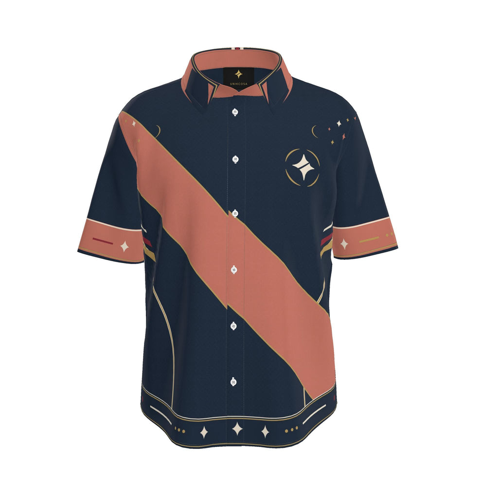Coral Afterglow Luxury Cotton Satin Button-Up Shirt