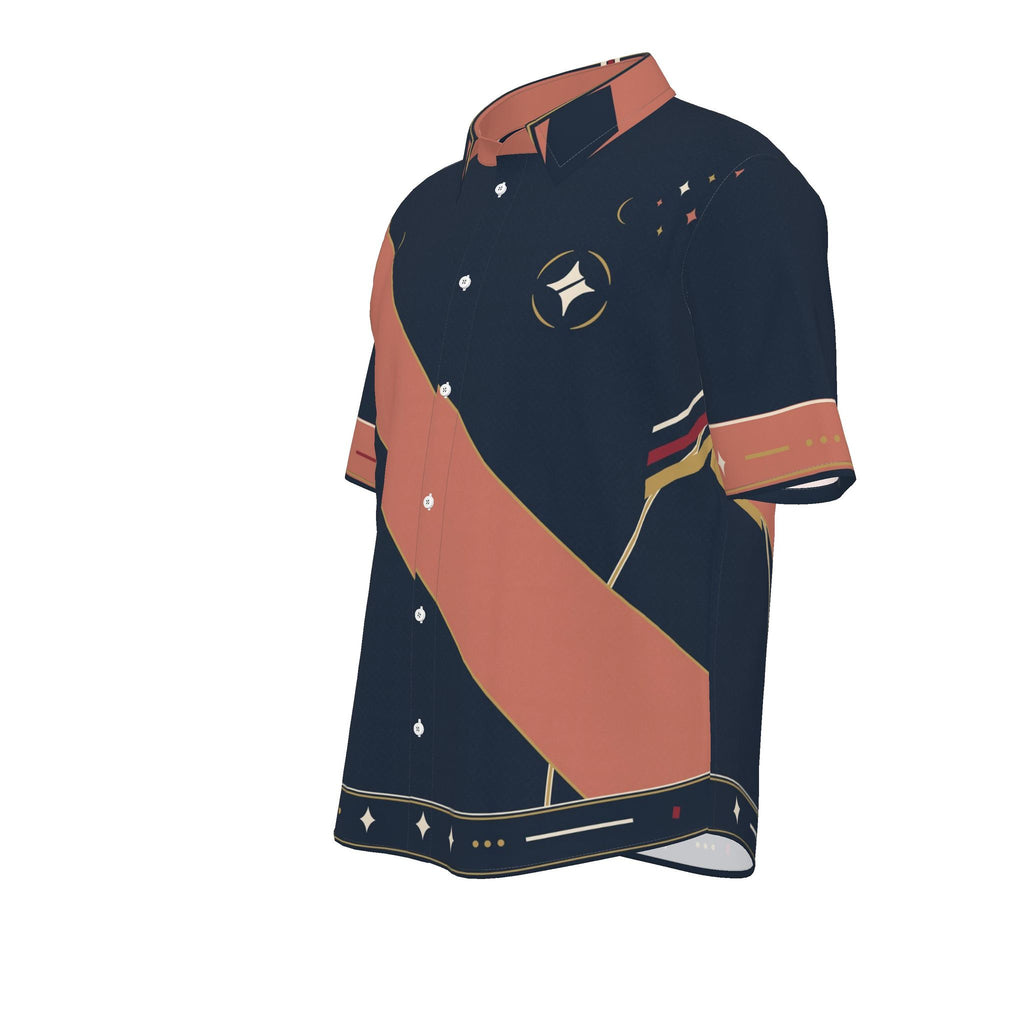 Coral Afterglow Luxury Cotton Satin Button-Up Shirt