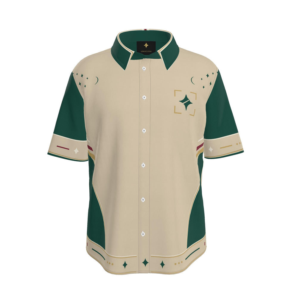 Jade Courtyard Luxury Cotton Satin Button-Up Shirt