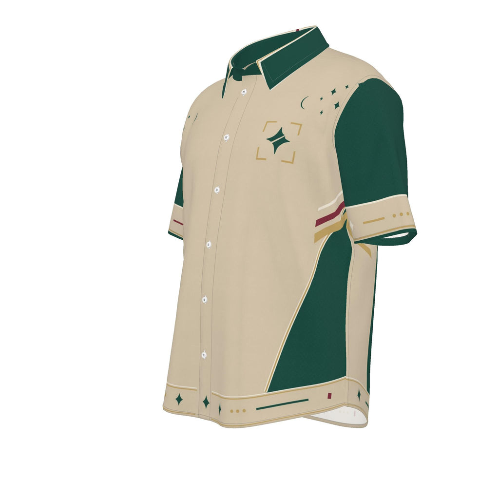 Jade Courtyard Luxury Cotton Satin Button-Up Shirt