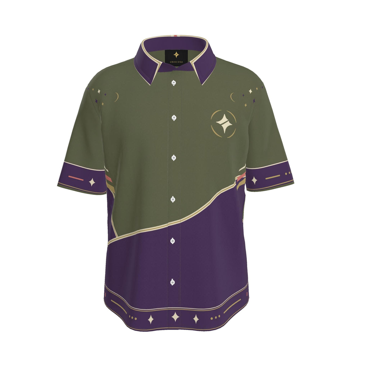 Violet Olive Reverie Luxury Cotton Satin Button-Up Shirt