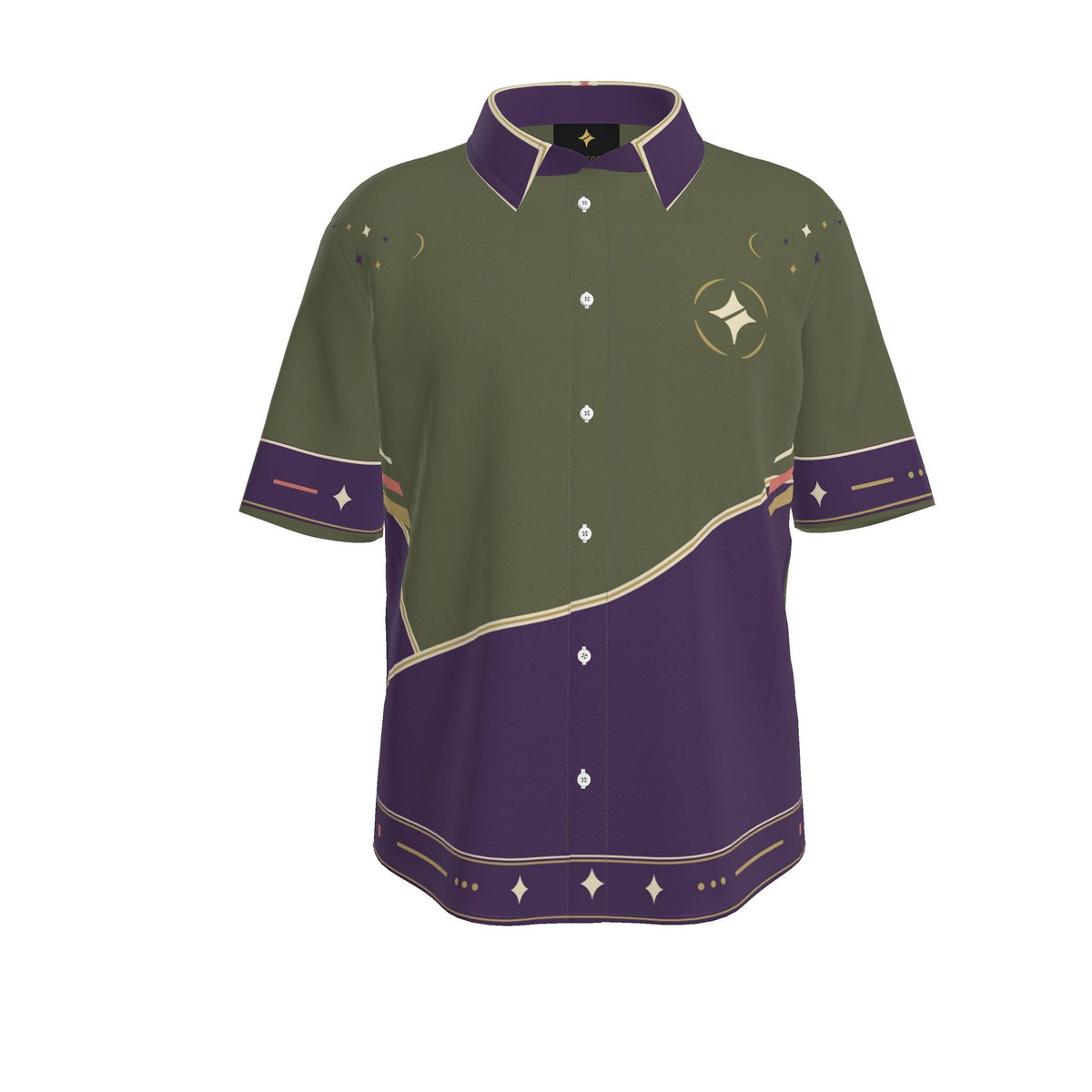 Violet Olive Reverie Luxury Cotton Satin Button-Up Shirt