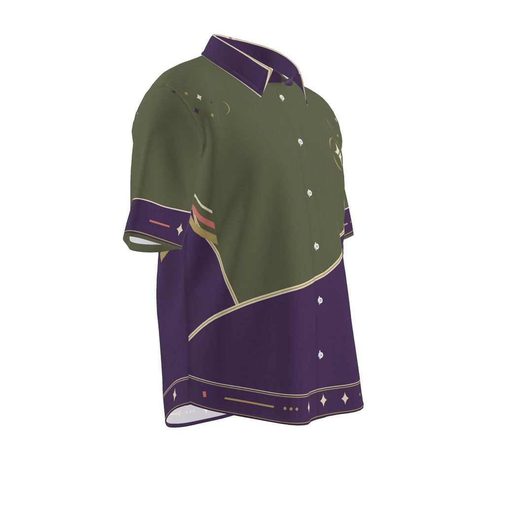 Violet Olive Reverie Luxury Cotton Satin Button-Up Shirt
