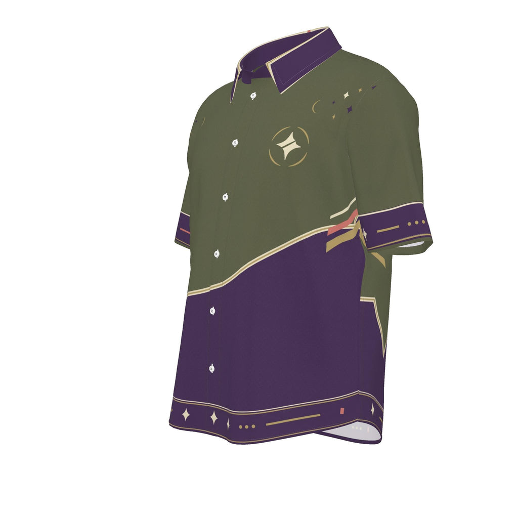 Violet Olive Reverie Luxury Cotton Satin Button-Up Shirt