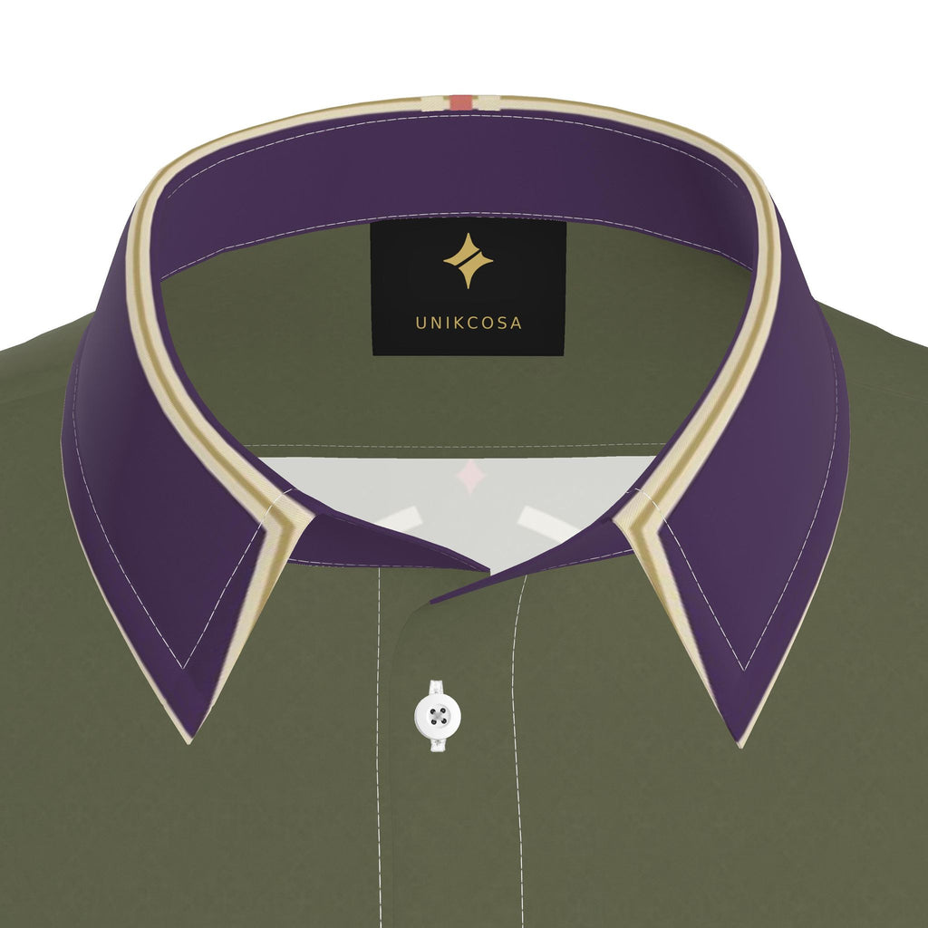 Violet Olive Reverie Luxury Cotton Satin Button-Up Shirt