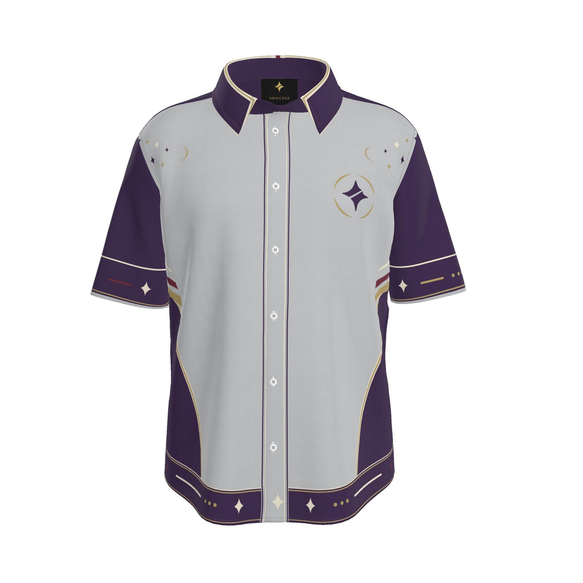 Silver Aubergine Salon Luxury Cotton Satin Button-Up Shirt