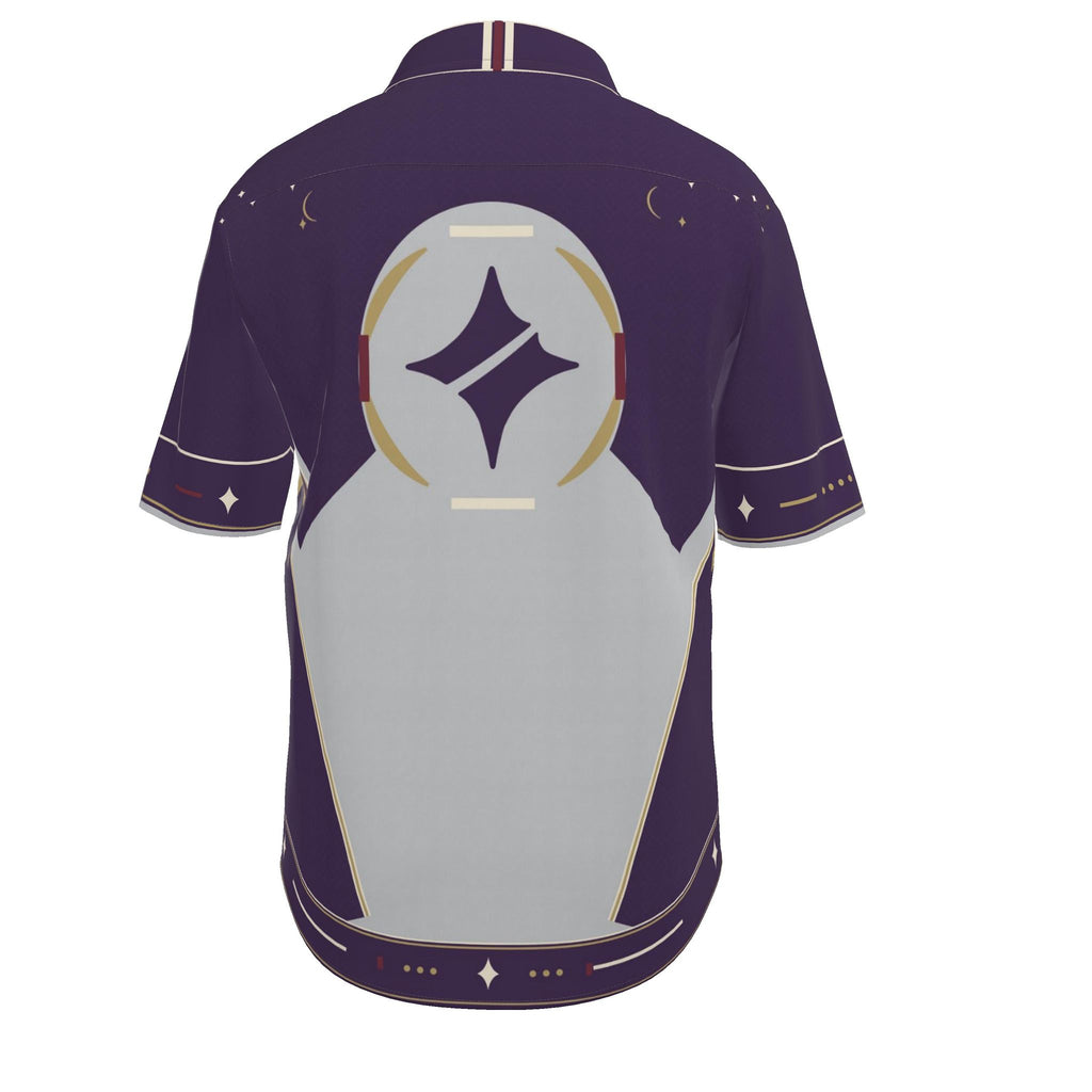 Silver Aubergine Salon Luxury Cotton Satin Button-Up Shirt