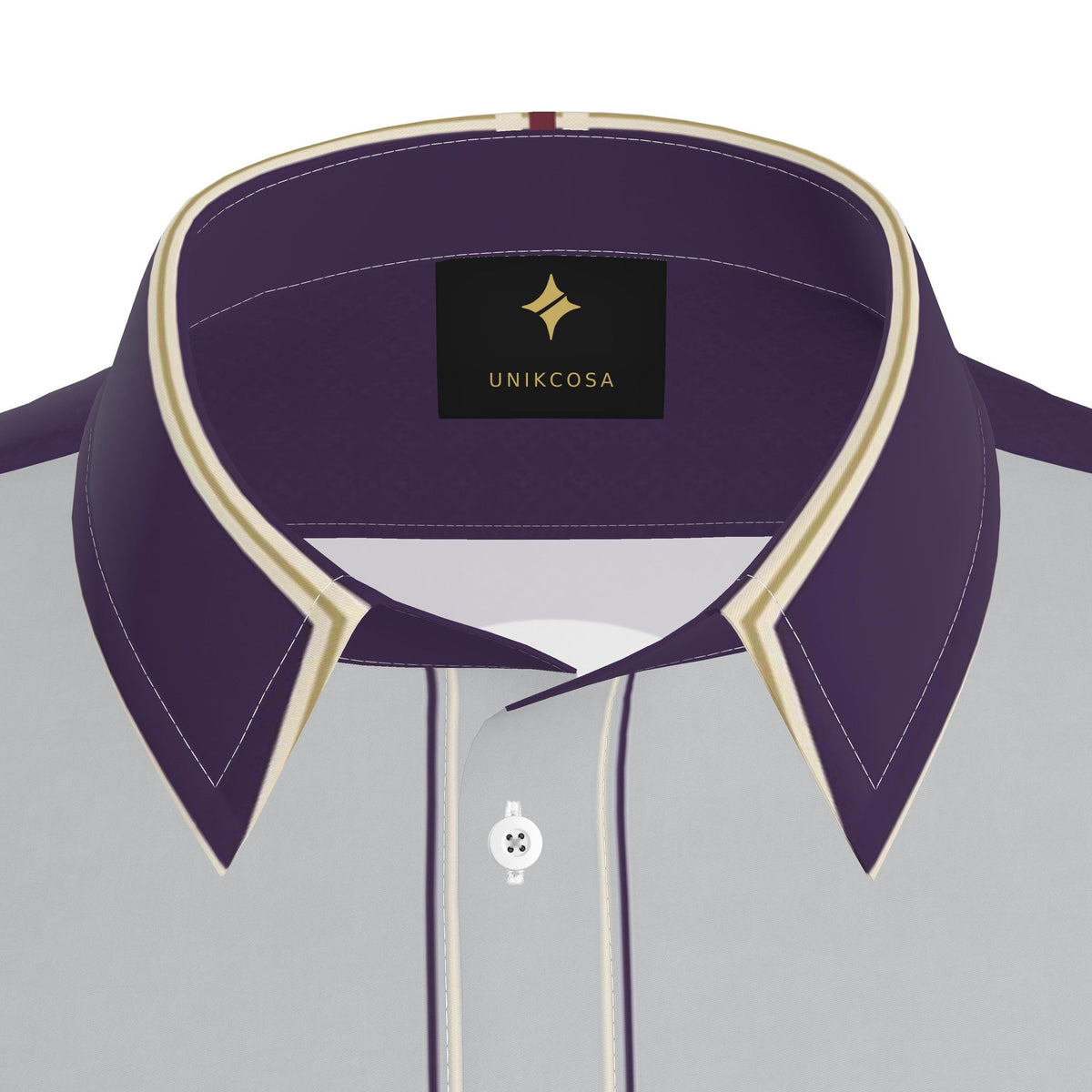 Silver Aubergine Salon Luxury Cotton Satin Button-Up Shirt