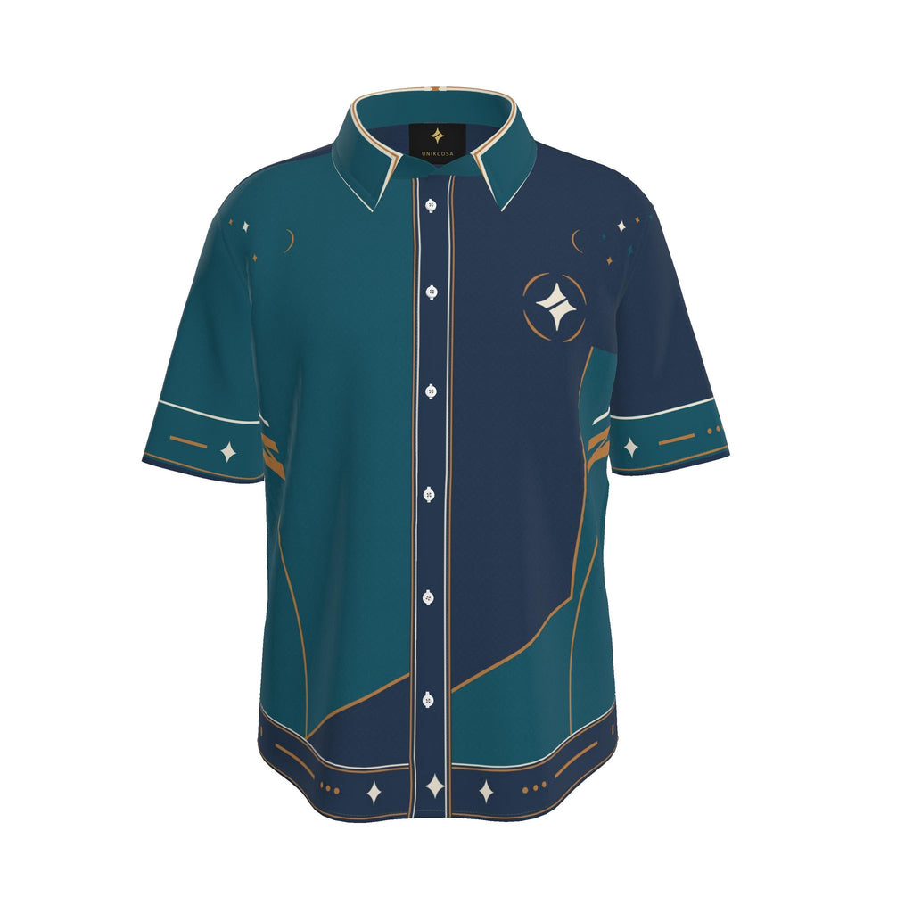Marine Copper Atlas Luxury Cotton Satin Button-Up Shirt