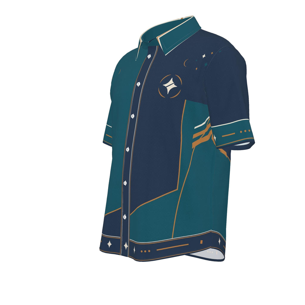 Marine Copper Atlas Luxury Cotton Satin Button-Up Shirt