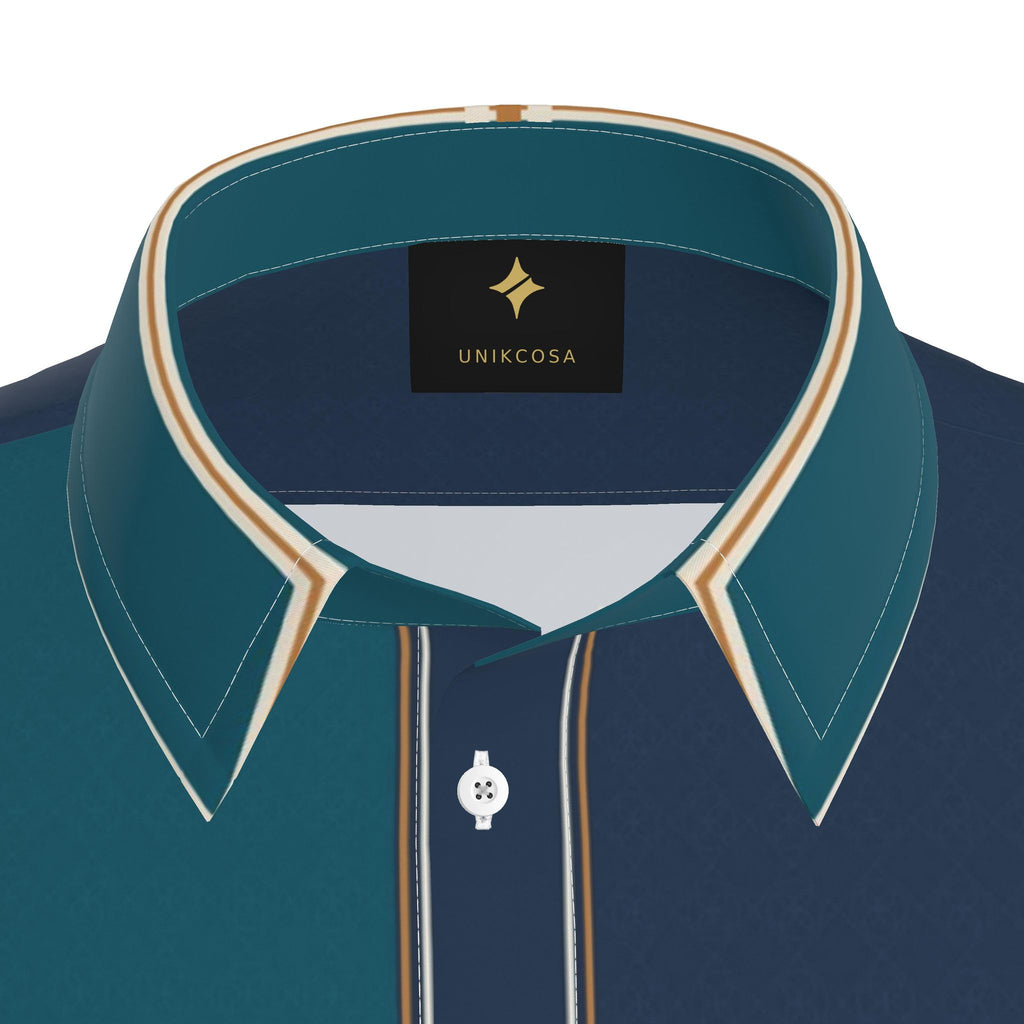 Marine Copper Atlas Luxury Cotton Satin Button-Up Shirt