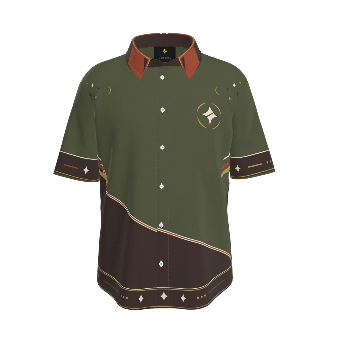 Olive Ember Terrace Luxury Cotton Satin Button-Up Shirt