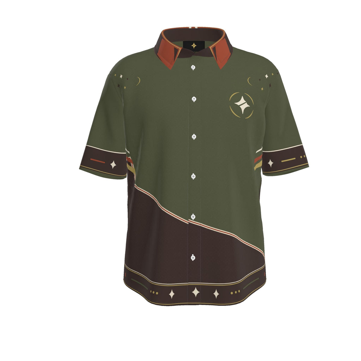 Olive Ember Terrace Luxury Cotton Satin Button-Up Shirt
