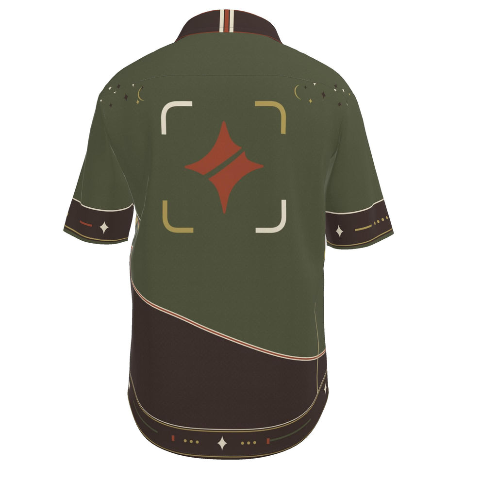 Olive Ember Terrace Luxury Cotton Satin Button-Up Shirt