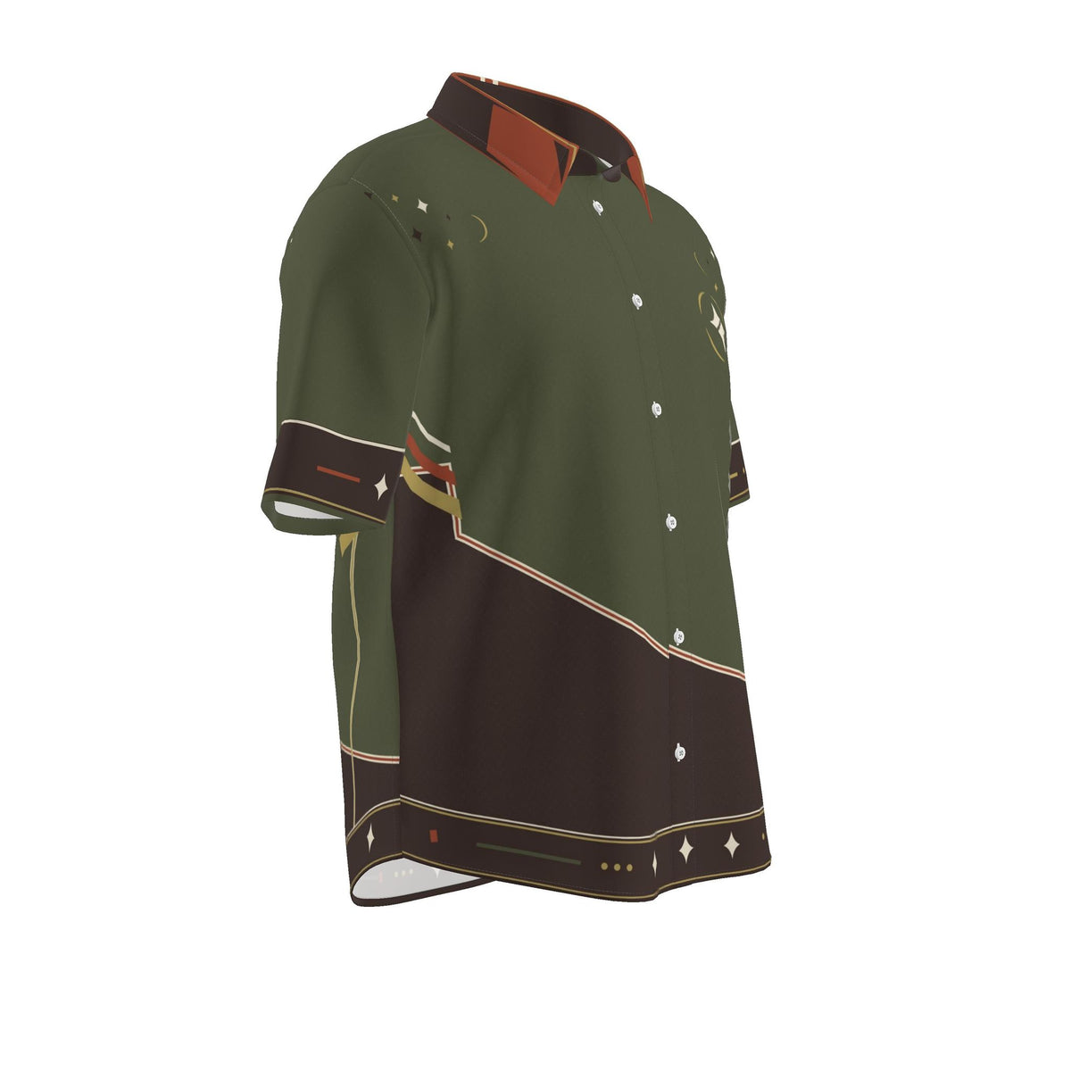 Olive Ember Terrace Luxury Cotton Satin Button-Up Shirt
