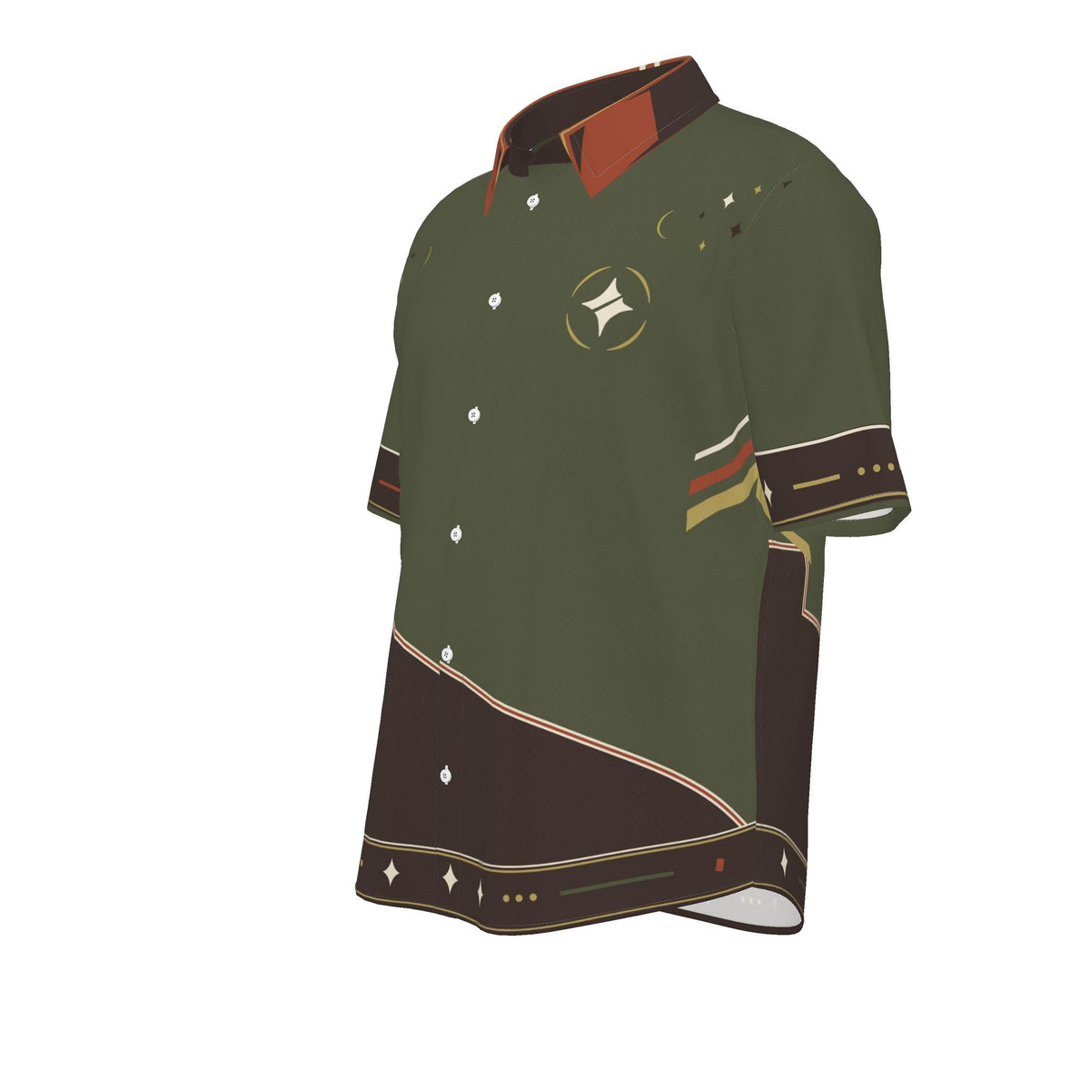 Olive Ember Terrace Luxury Cotton Satin Button-Up Shirt