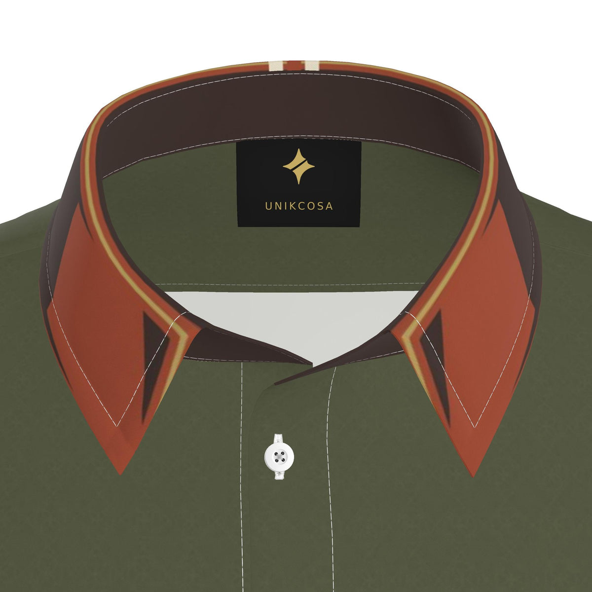 Olive Ember Terrace Luxury Cotton Satin Button-Up Shirt