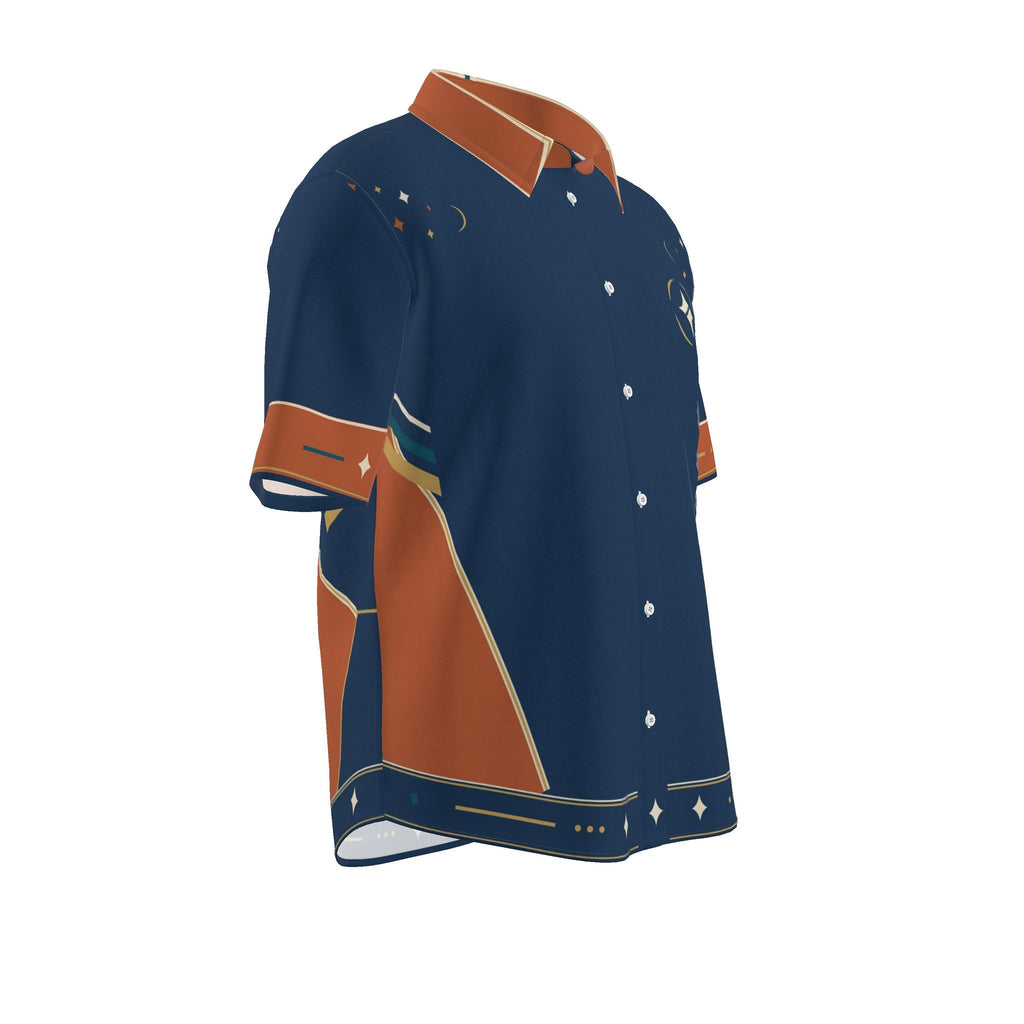 Indigo Terracotta Vista Luxury Cotton Satin Button-Up Shirt