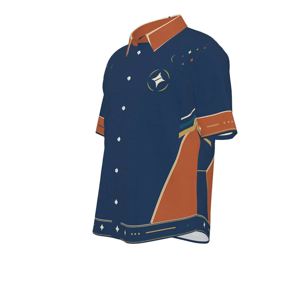 Indigo Terracotta Vista Luxury Cotton Satin Button-Up Shirt
