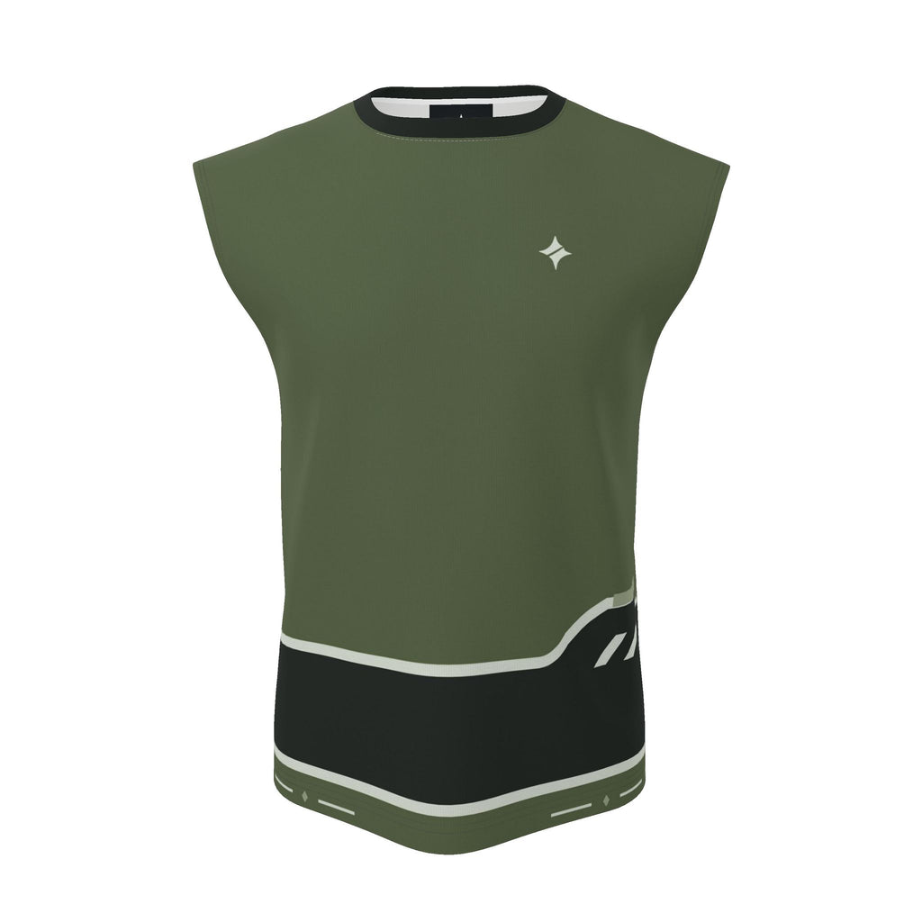 Olive Ink Luxury Sleeveless Cotton T-Shirt
