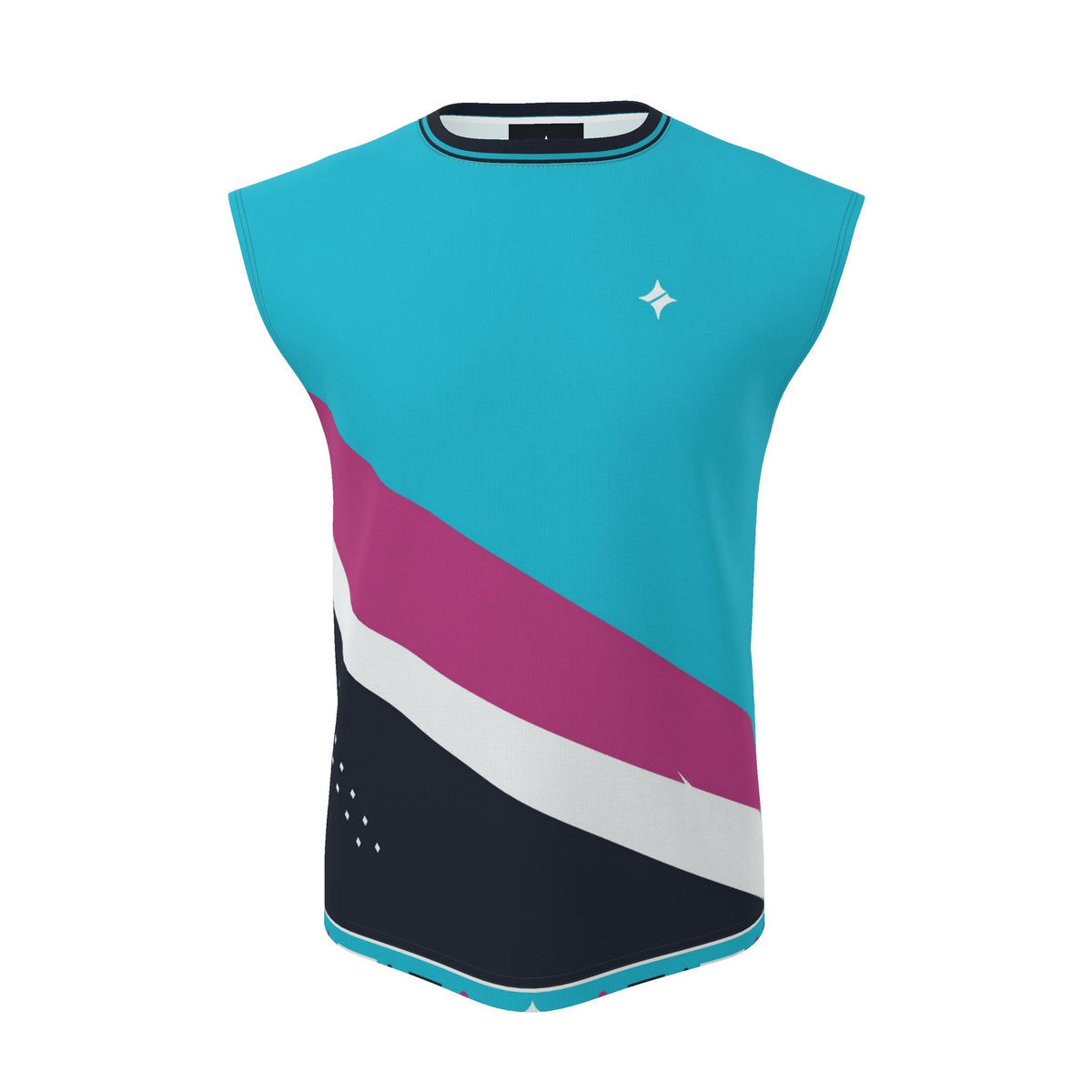 Cyan Pulse Luxury Sleeveless Cotton T-Shirt