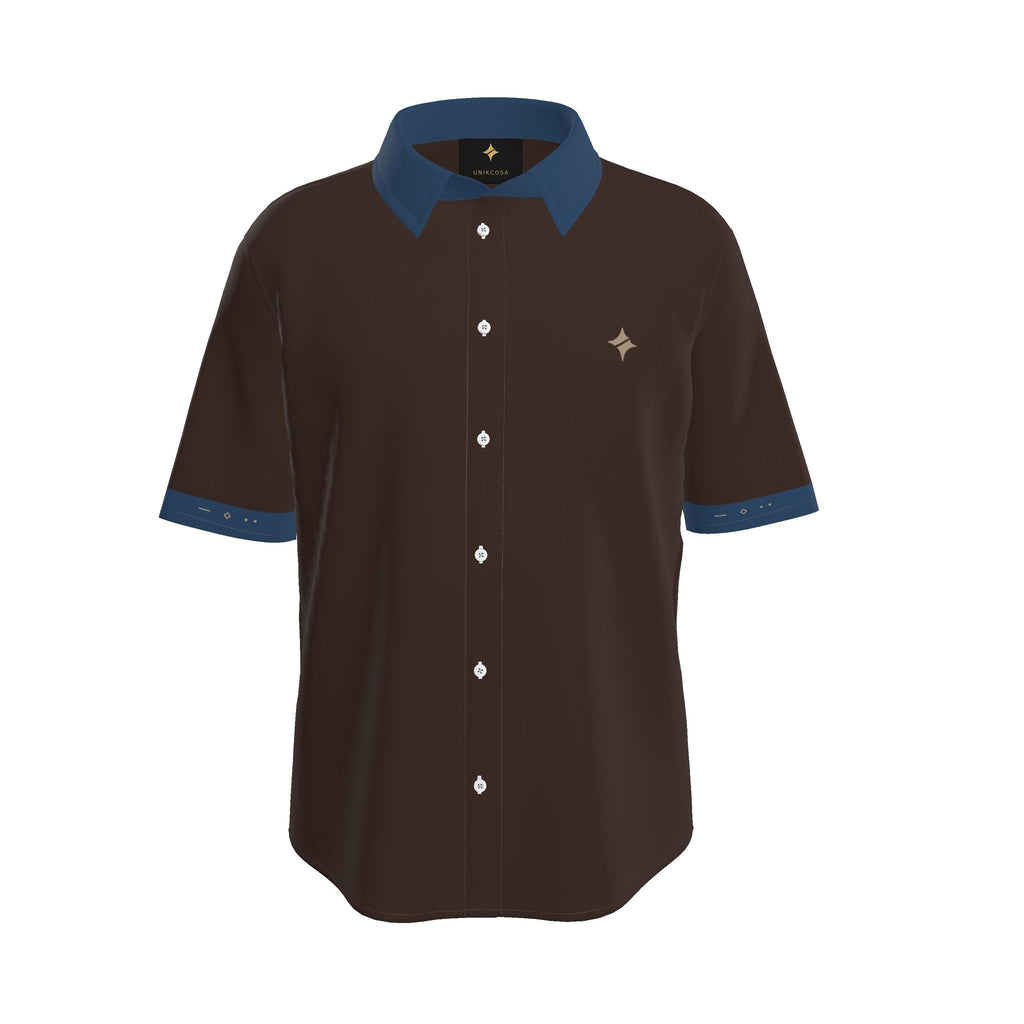 Espresso Denim Luxury Cotton Satin Button-Up Shirt