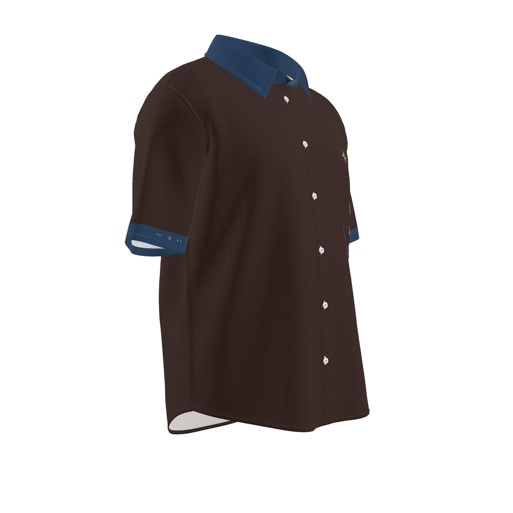 Espresso Denim Luxury Cotton Satin Button-Up Shirt