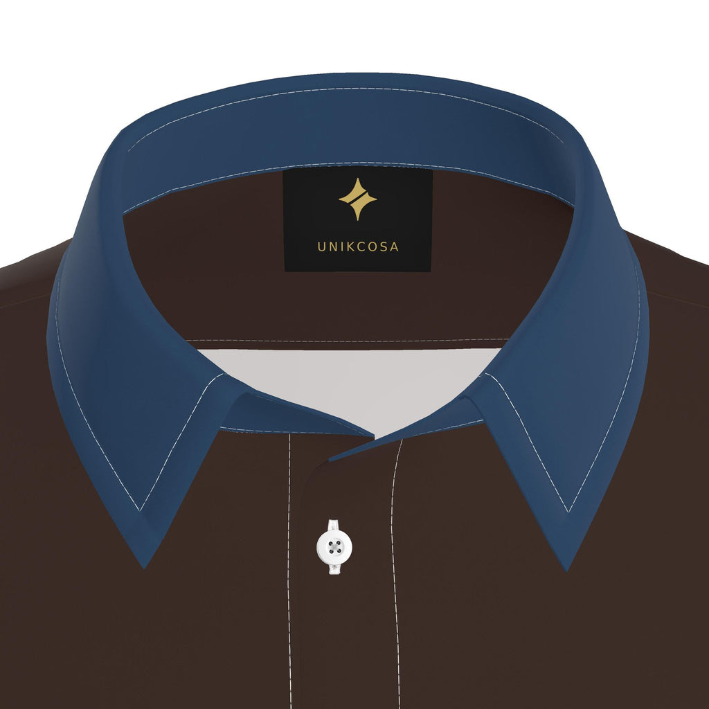 Espresso Denim Luxury Cotton Satin Button-Up Shirt
