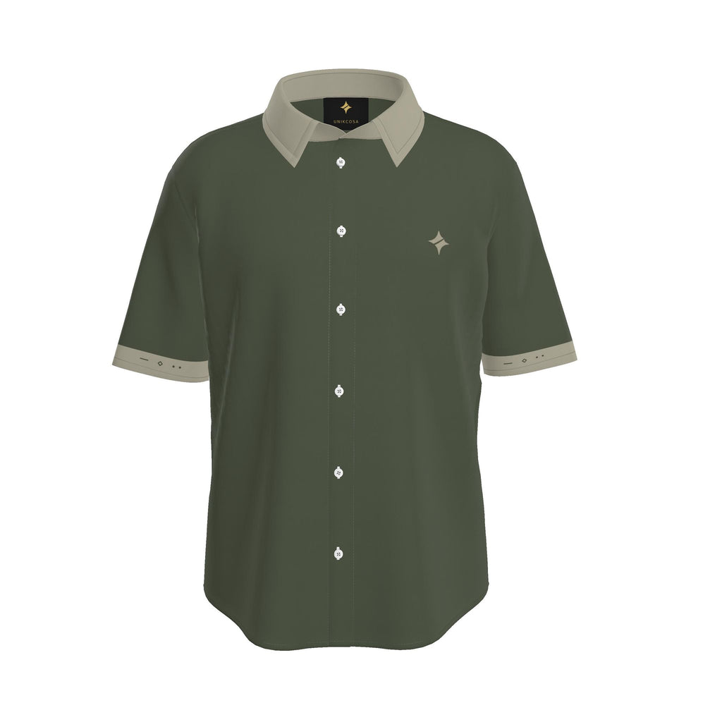 Olive Stone Luxury Cotton Satin Button-Up Shirt