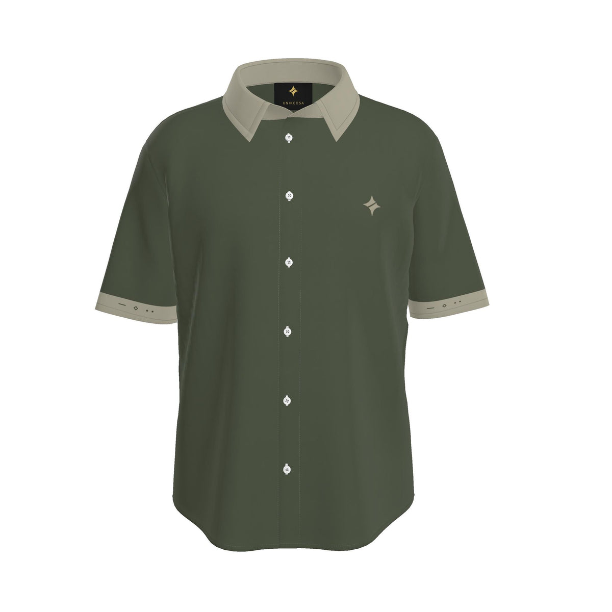 Olive Stone Luxury Cotton Satin Button-Up Shirt