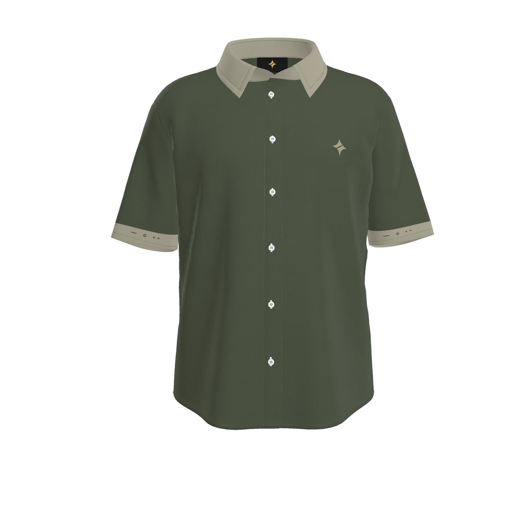 Olive Stone Luxury Cotton Satin Button-Up Shirt