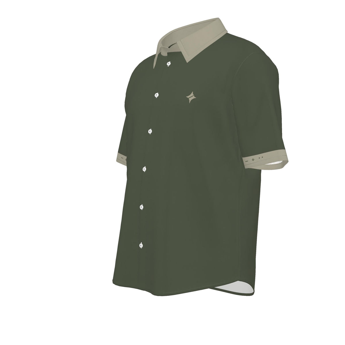 Olive Stone Luxury Cotton Satin Button-Up Shirt