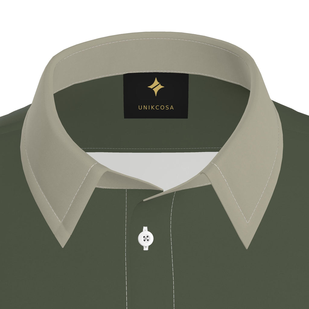 Olive Stone Luxury Cotton Satin Button-Up Shirt
