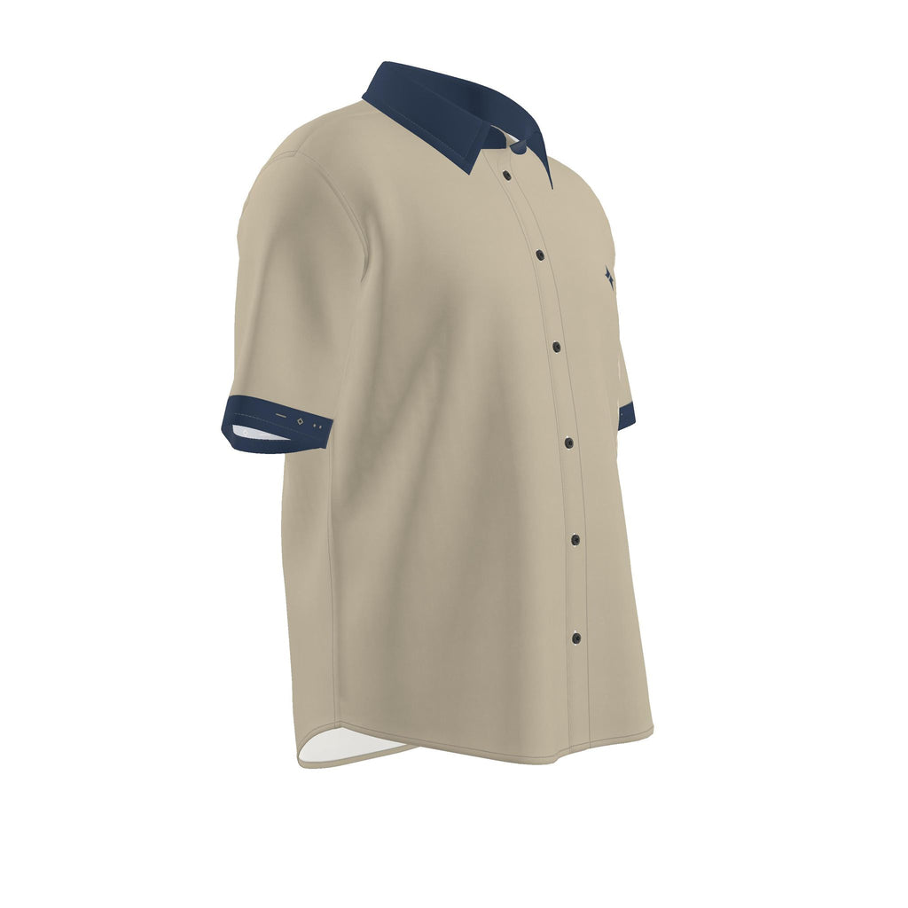 Oat Indigo Luxury Cotton Satin Button-Up Shirt
