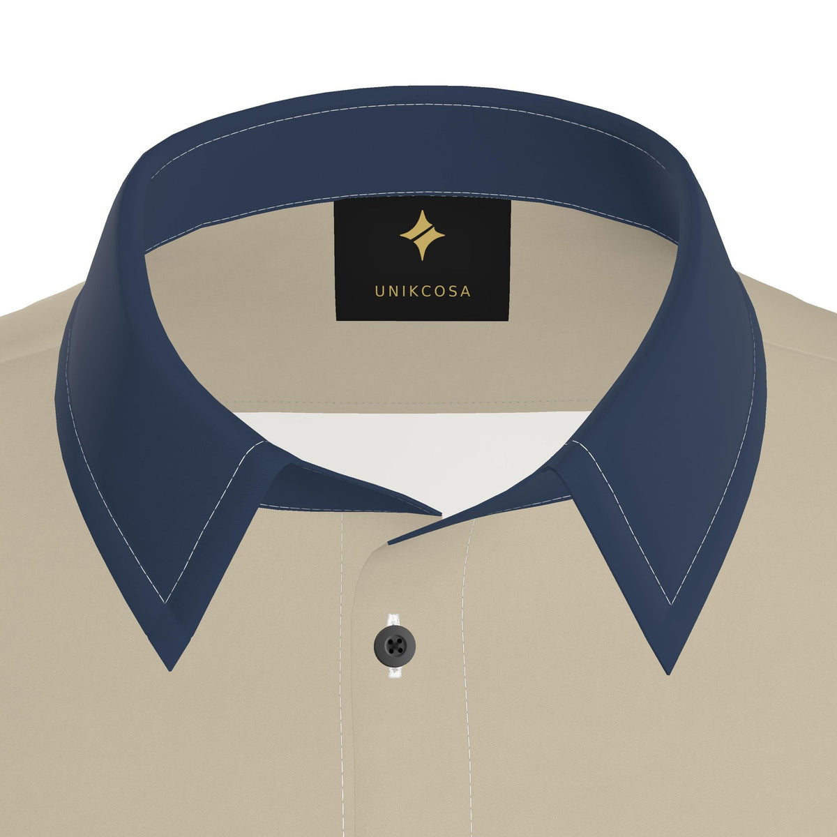 Oat Indigo Luxury Cotton Satin Button-Up Shirt