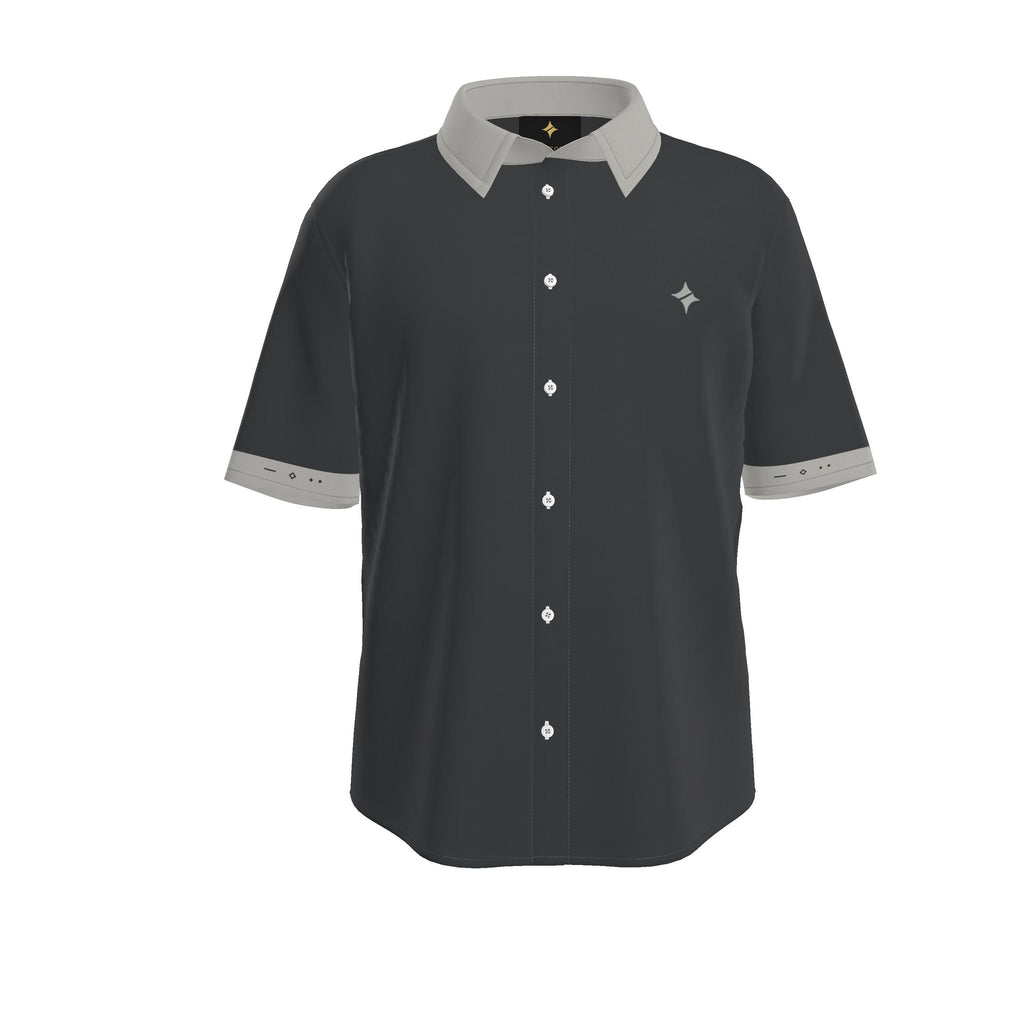 Graphite Pearl Luxury Cotton Satin Button-Up Shirt