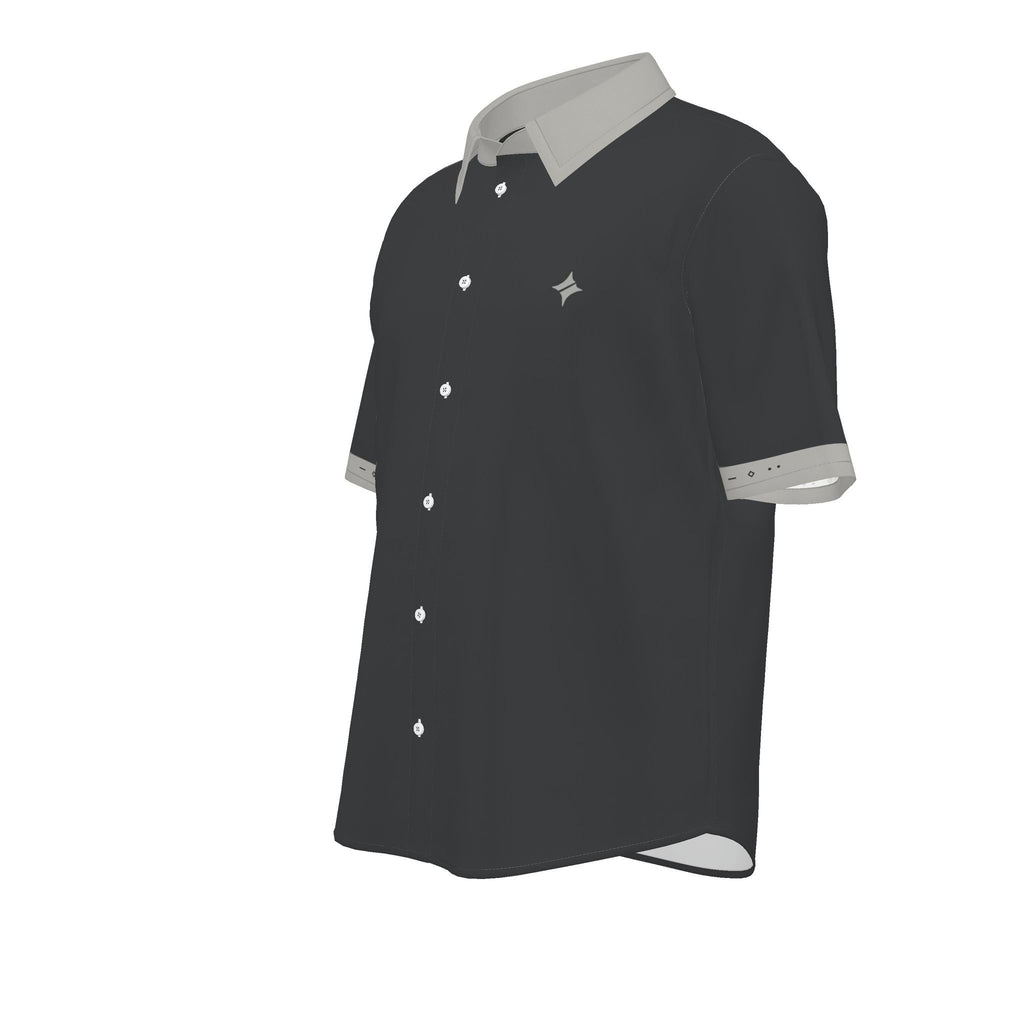 Graphite Pearl Luxury Cotton Satin Button-Up Shirt