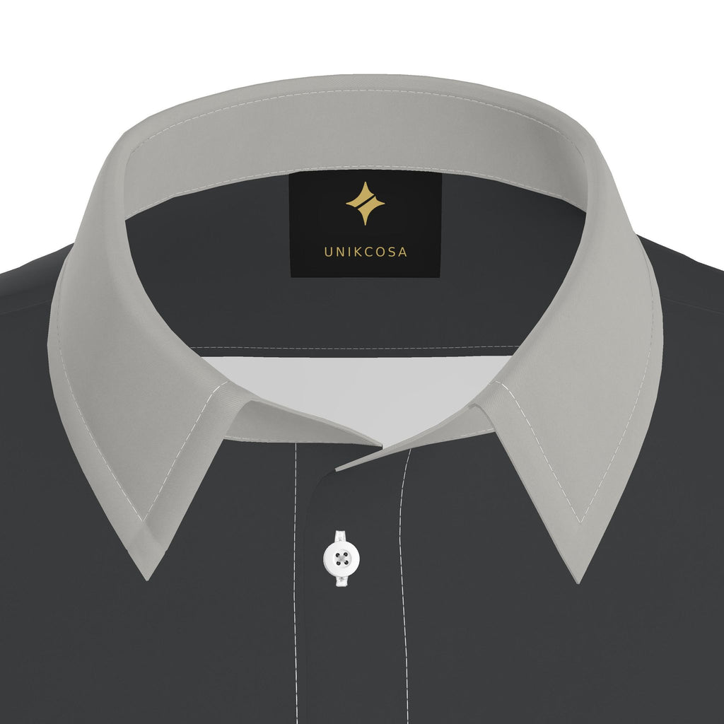Graphite Pearl Luxury Cotton Satin Button-Up Shirt