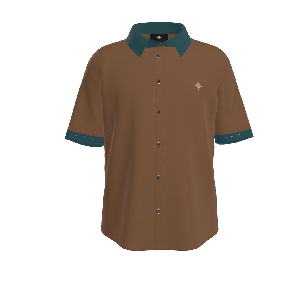 Tobacco Petrol Luxury Cotton Satin Button-Up Shirt
